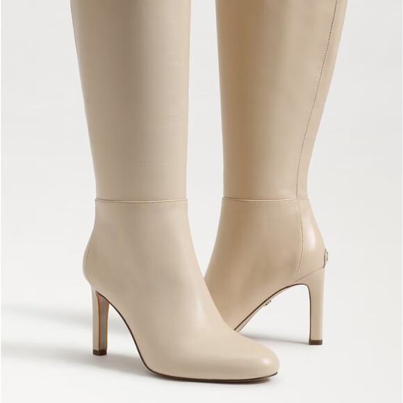 NEW Sam Edelman Shauna Knee High Boot Eggshell leather sz 6.5 - Picture 2 of 7